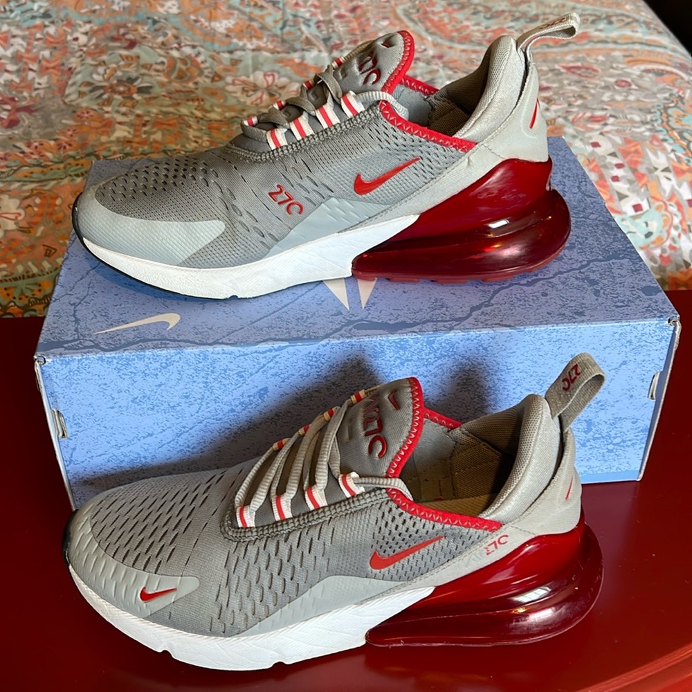 Nike Red and Gray Air Max 270 Sneakers